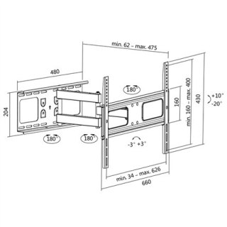 Logilink BP0028 Uchwyt ścienny TV, 37"-70", pochylenie +10°-20°, obrót +-90°, 475 mm | Logilink | Uchwyt ścienny | 37-70 " | Mak