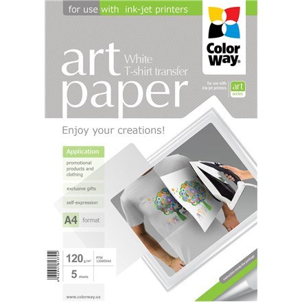 ColorWay | ART | 120 g/m² | A4 | Papier fotograficzny Transfer T-shirt (biały) ColorWay | ART | 120 g/m² | A4 | Papier fotograficzny Transfer T-shirt (biały)