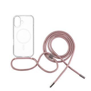 Fixed | MagPure Neck | Back Cover ze smyczą | Apple | iPhone 16 Plus | TPU | Clear, Pink