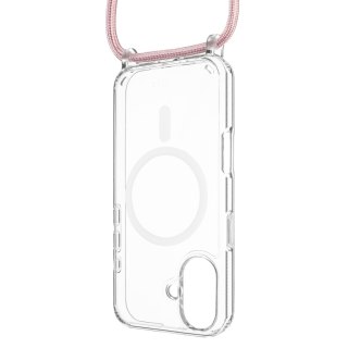 Fixed | MagPure Neck | Back Cover ze smyczą | Apple | iPhone 16 Plus | TPU | Clear, Pink