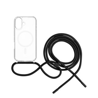 Fixed | MagPure Neck | Back Cover ze smyczą | Apple | iPhone 16 | TPU | Przezroczysty, Czarny