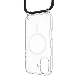 Fixed | MagPure Neck | Back Cover ze smyczą | Apple | iPhone 16 | TPU | Przezroczysty, Czarny