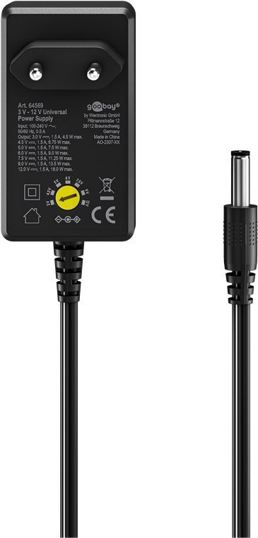 Goobay Universal Power Supply 3 V - 12 V, Max. 18 W Goobay Universal Power Supply 3 V - 12 V, Max. 18 W