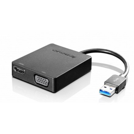 Lenovo | Uniwersalna przejściówka USB 3.0 na VGA/HDMI | Zewnętrzny adapter wideo Lenovo | Uniwersalna przejściówka USB 3.0 na VGA/HDMI | Zewnętrzny adapter wideo