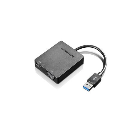 Lenovo | Uniwersalna przejściówka USB 3.0 na VGA/HDMI | Zewnętrzny adapter wideo Lenovo | Uniwersalna przejściówka USB 3.0 na VGA/HDMI | Zewnętrzny adapter wideo