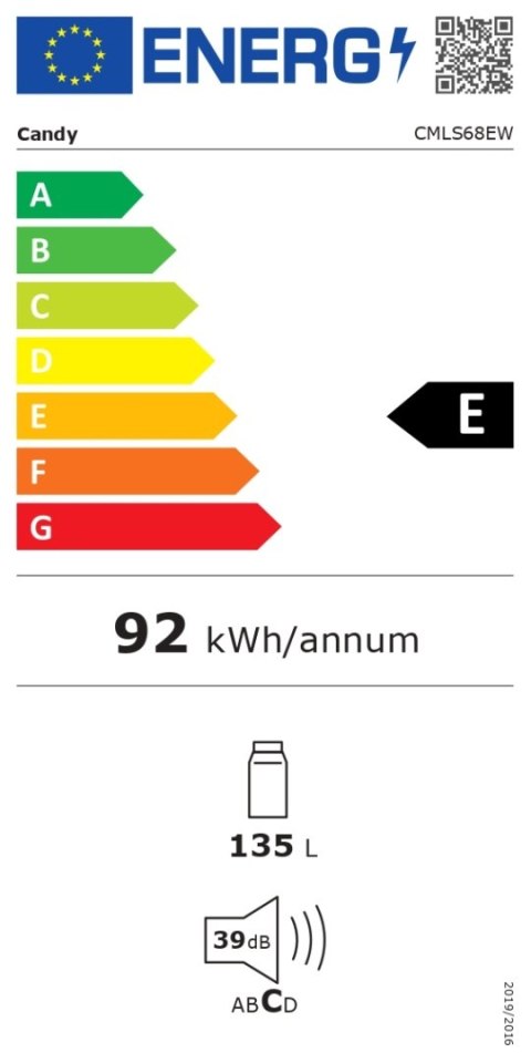 Lodówka Candy | CMLS68EW | Klasa efektywności energetycznej E | Do zabudowy | Spiżarnia | Wysokość 82 cm | Pojemność chłodziarki Lodówka Candy | CMLS68EW | Klasa efektywności energetycznej E | Do zabudowy | Spiżarnia | Wysokość 82 cm | Pojemność chłodziarki