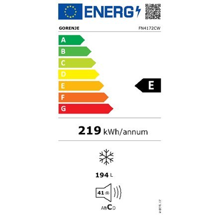 Gorenje | FN4172CW | Zamrażarka | Klasa efektywności energetycznej E | Wolnostojąca | Wysokość 169,1 cm | Pojemność całkowita ne Gorenje | FN4172CW | Zamrażarka | Klasa efektywności energetycznej E | Wolnostojąca | Wysokość 169,1 cm | Pojemność całkowita ne