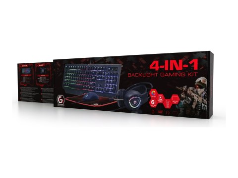 Zestaw do gier Gembird | 4 w 1 "Phantom" z podświetleniem RGB | GGS-UMGL4-01 | Przewodowy | US | USB Zestaw do gier Gembird | 4 w 1 "Phantom" z podświetleniem RGB | GGS-UMGL4-01 | Przewodowy | US | USB