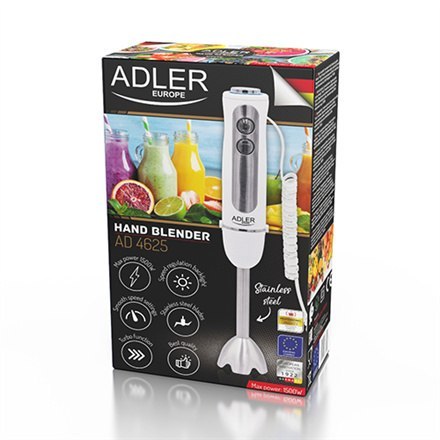 Adler | AD 4625w | Blender ręczny | Blender ręczny | 1500 W | Liczba prędkości 5 | Tryb Turbo | Biały Adler | AD 4625w | Blender ręczny | Blender ręczny | 1500 W | Liczba prędkości 5 | Tryb Turbo | Biały