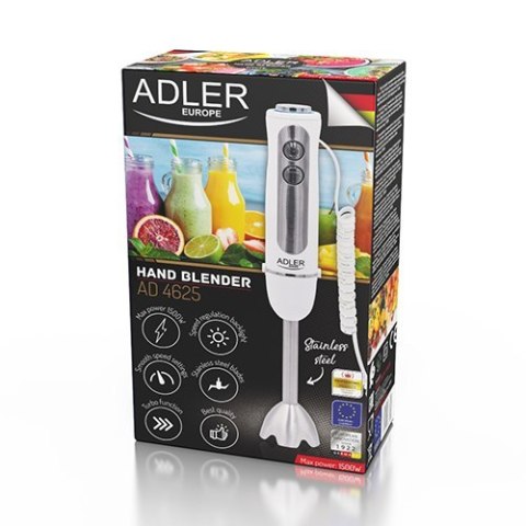 Adler | AD 4625w | Blender ręczny | Blender ręczny | 1500 W | Liczba prędkości 5 | Tryb Turbo | Biały Adler | AD 4625w | Blender ręczny | Blender ręczny | 1500 W | Liczba prędkości 5 | Tryb Turbo | Biały