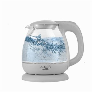 Adler | Czajnik | AD 1283G | Standard | 1100 W | 1 L | Plastik/szkło | Podstawa obrotowa 360° | Szary