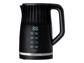 Czajnik Adler z wyświetlaczem LED | AD 1350 | Elektryczny | 2200 W | 1,7 L | Stal nierdzewna | Podstawa obrotowa 360° | Czarny