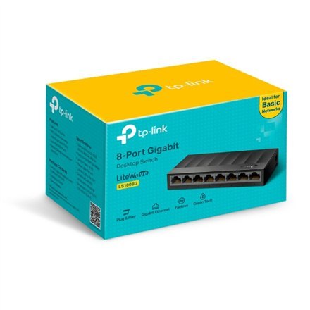 TP-Link LiteWave LS1008G - przełącznik - 8 portów - niezarządzalny TP-Link LiteWave LS1008G - przełącznik - 8 portów - niezarządzalny