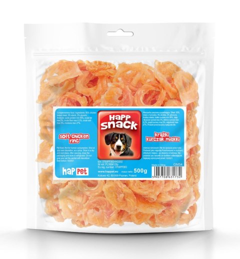 Krążki kurczak miękki - przysmaki dla psa 500g Happet Krążki kurczak miękki - przysmaki dla psa 500g Happet