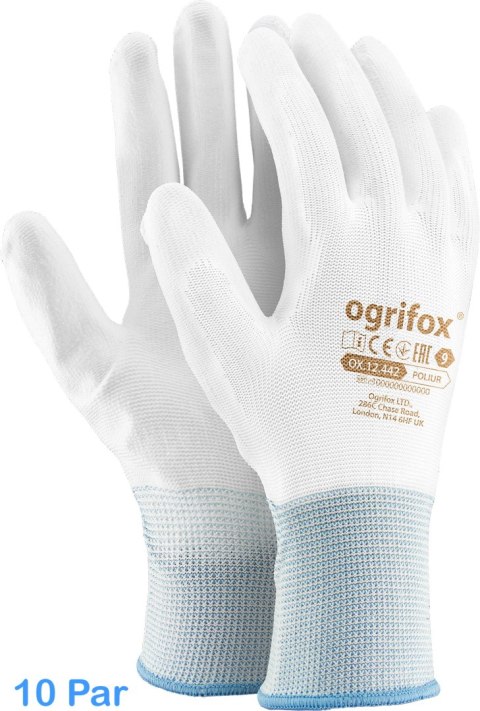 Rękawice robocze / Białe / OX-POLIUR_WW - 10 par (9 - L) Rękawice robocze / Białe / OX-POLIUR_WW - 10 par (9 - L)