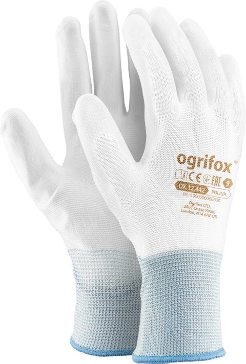 Rękawice robocze / Białe / OX-POLIUR_WW - 100 par (9 - L) Rękawice robocze / Białe / OX-POLIUR_WW - 100 par (9 - L)
