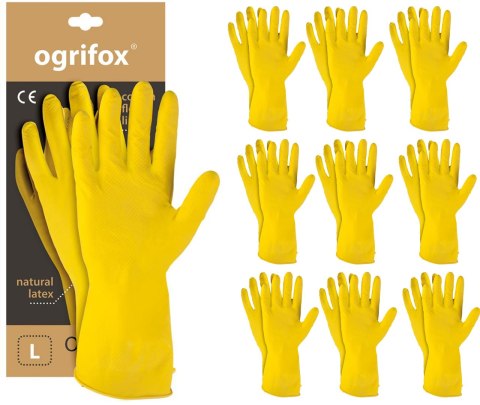 Rękawice ochronne gumowe flokowane / Żółte / OX-FLOX - 10 Par (10 - XL) Rękawice ochronne gumowe flokowane / Żółte / OX-FLOX - 10 Par (10 - XL)
