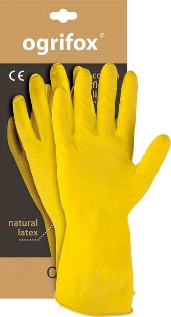 Rękawice ochronne gumowe flokowane / Żółte / OX-FLOX - 10 Par (7 - S) Rękawice ochronne gumowe flokowane / Żółte / OX-FLOX - 10 Par (7 - S)