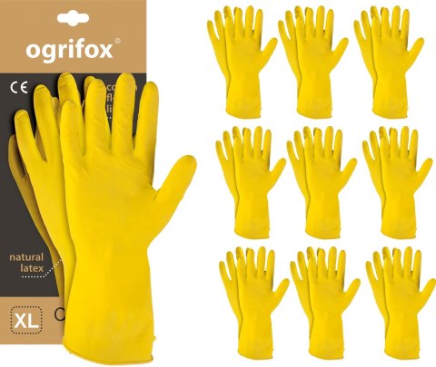 Rękawice ochronne gumowe flokowane / Żółte / OX-FLOX - 10 Par (7 - S) Rękawice ochronne gumowe flokowane / Żółte / OX-FLOX - 10 Par (7 - S)