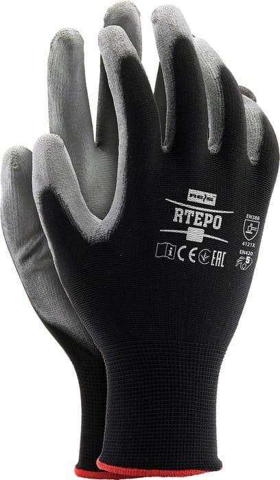 Rękawice robocze / czarno-szare / RTEPO_BS - 120 Par (10 - XL) Rękawice robocze / czarno-szare / RTEPO_BS - 120 Par (10 - XL)