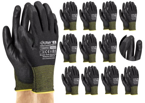 Rękawice Robocze Czarne J-TIMIPOLI_BB - 12 Par (10 - XL) Rękawice Robocze Czarne J-TIMIPOLI_BB - 12 Par (10 - XL)