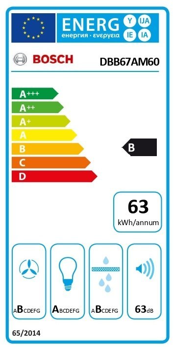 Bosch | Okap | DBB67AM60 Serie 6 | Okap | Klasa efektywności energetycznej B | Szerokość 59,7 cm | 460 m³/h | Sterowanie dotykow Bosch | Okap | DBB67AM60 Serie 6 | Okap | Klasa efektywności energetycznej B | Szerokość 59,7 cm | 460 m³/h | Sterowanie dotykow