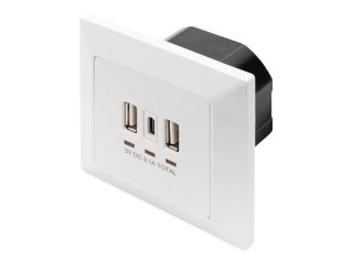 Gniazdo Digitus | z portami USB A i USB-C, montaż podtynkowy