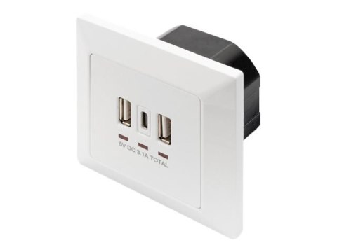 Gniazdo Digitus | z portami USB A i USB-C, montaż podtynkowy