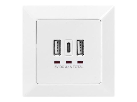Gniazdo Digitus | z portami USB A i USB-C, montaż podtynkowy