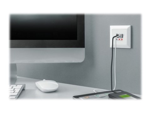 Gniazdo Digitus | z portami USB A i USB-C, montaż podtynkowy