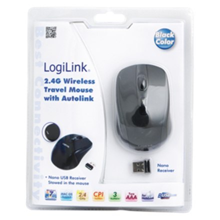 Logilink | Maus optisch Funk 2.4 GHz | 2.4GH bezprzewodowa mini mysz z autolink | bezprzewodowa | czarna Logilink | Maus optisch Funk 2.4 GHz | 2.4GH bezprzewodowa mini mysz z autolink | bezprzewodowa | czarna