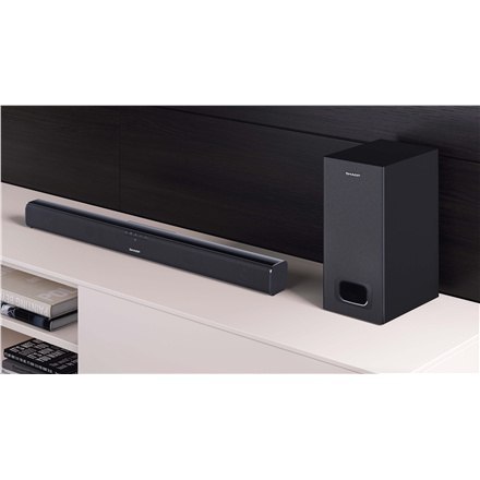 Sharp | HT-SBW110 2.1 Slim Soundbar | Wejście AUX | Bluetooth | Czarny | W | Nie | Połączenie bezprzewodowe Sharp | HT-SBW110 2.1 Slim Soundbar | Wejście AUX | Bluetooth | Czarny | W | Nie | Połączenie bezprzewodowe
