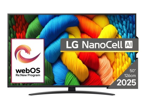LG 50NANO81A3A | 50 | Smart TV | webOS 25 | UHD | Czarny LG 50NANO81A3A | 50 | Smart TV | webOS 25 | UHD | Czarny