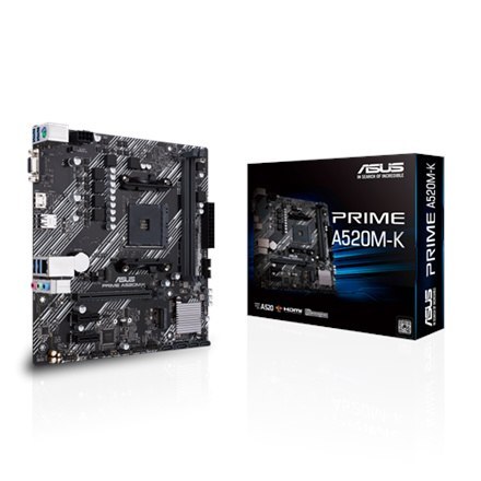 Asus | PRIME A520M-K | Gniazdo procesora Socket AM4 | Typ chipsetu AMD A520 | Obsługiwana technologia pamięci RAM DDR4 SDRAM Asus | PRIME A520M-K | Gniazdo procesora Socket AM4 | Typ chipsetu AMD A520 | Obsługiwana technologia pamięci RAM DDR4 SDRAM