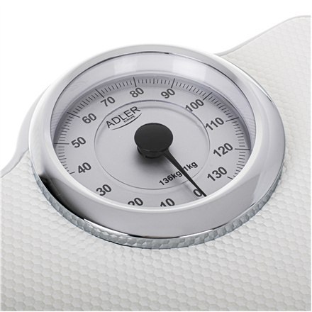 Adler | Mechaniczna waga łazienkowa | AD 8180 | Maksymalna waga (udźwig) 136 kg | Dokładność 1000 g | Biały Adler | Mechaniczna waga łazienkowa | AD 8180 | Maksymalna waga (udźwig) 136 kg | Dokładność 1000 g | Biały