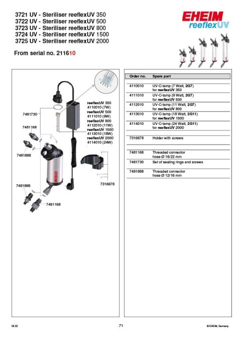 EHEIM sterylizator reeflexUV 350 (3721210) EHEIM