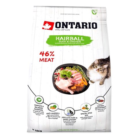 ONTARIO Cat Hairball 2kg/ Pokarm dla kotów odkłaczający (213-10125) ONTARIO