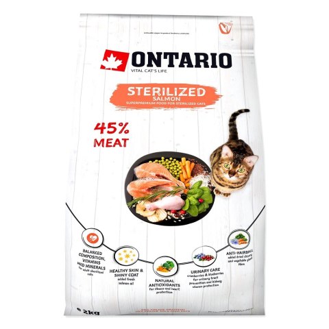 ONTARIO Cat Sterilised Salmon 2kg / Pokarm dla kotów sterylizowanych łosoś (213-10775) ONTARIO