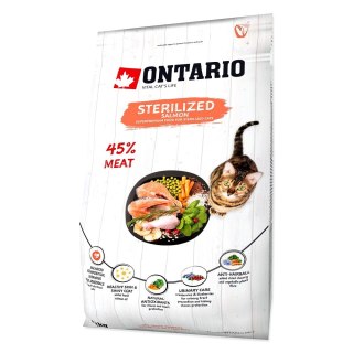ONTARIO Cat Sterilised Salmon 2kg / Pokarm dla kotów sterylizowanych łosoś (213-10775) ONTARIO