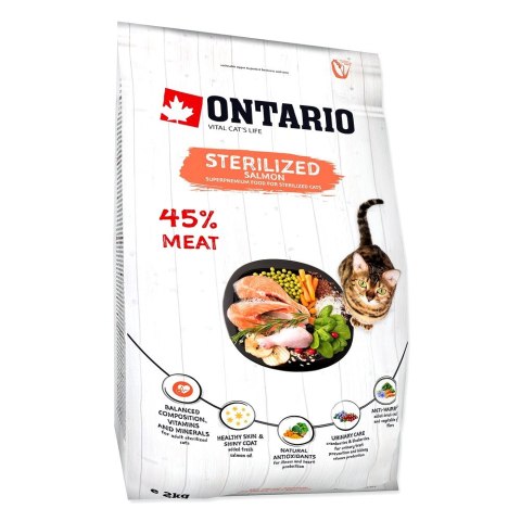 ONTARIO Cat Sterilised Salmon 2kg / Pokarm dla kotów sterylizowanych łosoś (213-10775) ONTARIO
