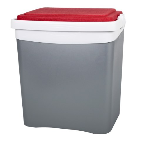 Lodówka turystyczna 25L KAMAI TROPIC na wkłady mrożące, szara z czerwoną pokrywą i białą rączką Lodówka turystyczna 25L KAMAI TROPIC na wkłady mrożące, szara z czerwoną pokrywą i białą rączką