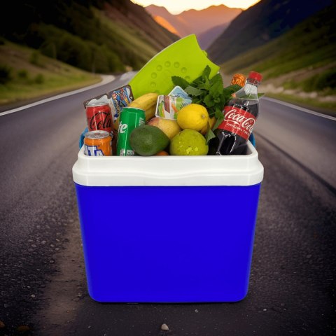 Lodówka turystyczna 22,5L KAMAI BRAVO na wkłady mrożące, niebieska z błękitną pokrywą i uchwytem Lodówka turystyczna 22,5L KAMAI BRAVO na wkłady mrożące, niebieska z błękitną pokrywą i uchwytem