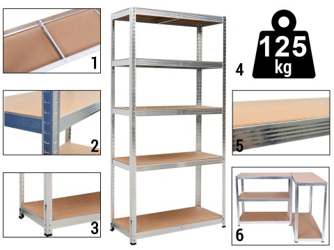 Regał magazynowy 5 poziomów 625 kg 150 x 75 x 30 cm Regał magazynowy 5 poziomów 625 kg 150 x 75 x 30 cm