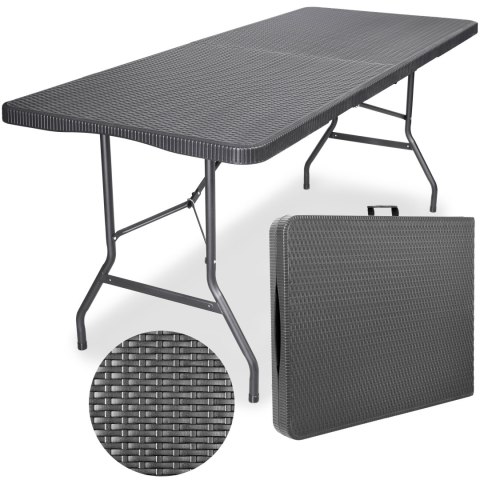 Stół cateringowy RATTAN składany w walizkę - 180 cm szary