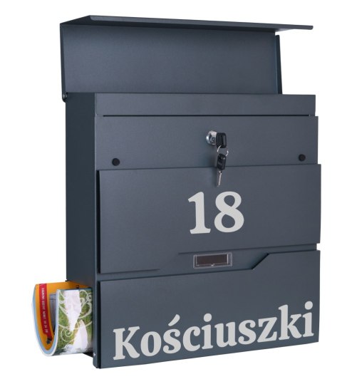 Skrzynka pocztowa na listy Vidar antracyt z napisami Skrzynka pocztowa na listy Vidar antracyt z napisami