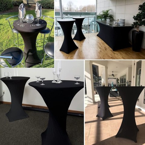 Pokrowiec na stolik koktajlowy czarny 80 cm Pokrowiec na stolik koktajlowy czarny 80 cm