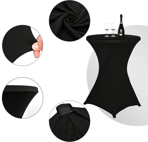 Pokrowiec na stolik koktajlowy czarny 80 cm Pokrowiec na stolik koktajlowy czarny 80 cm