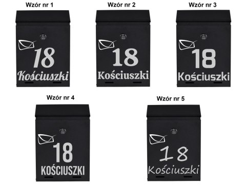 Skrzynka pocztowa na listy Odvin czarna z napisami Skrzynka pocztowa na listy Odvin czarna z napisami