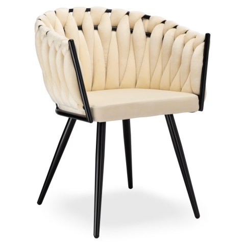 Krzesło welurowe plecione ASTON VELVET beżowe Krzesło welurowe plecione ASTON VELVET beżowe