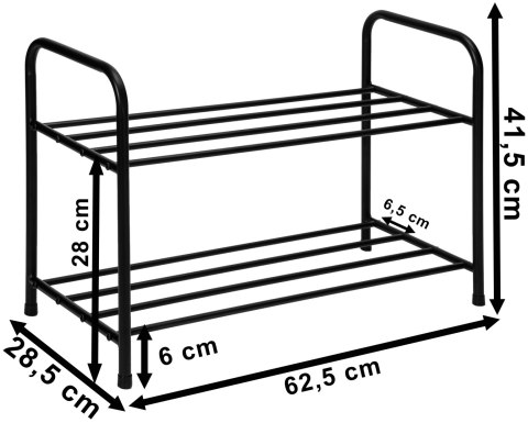 Metalowa półka na buty NORI czarna 2 poziomy Metalowa półka na buty NORI czarna 2 poziomy